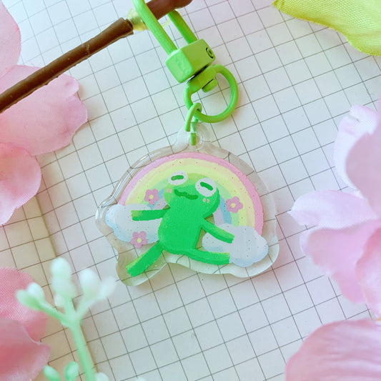 Rainbow Kermit | Mini Rainbow Acrylic Charm | 1.5 inch