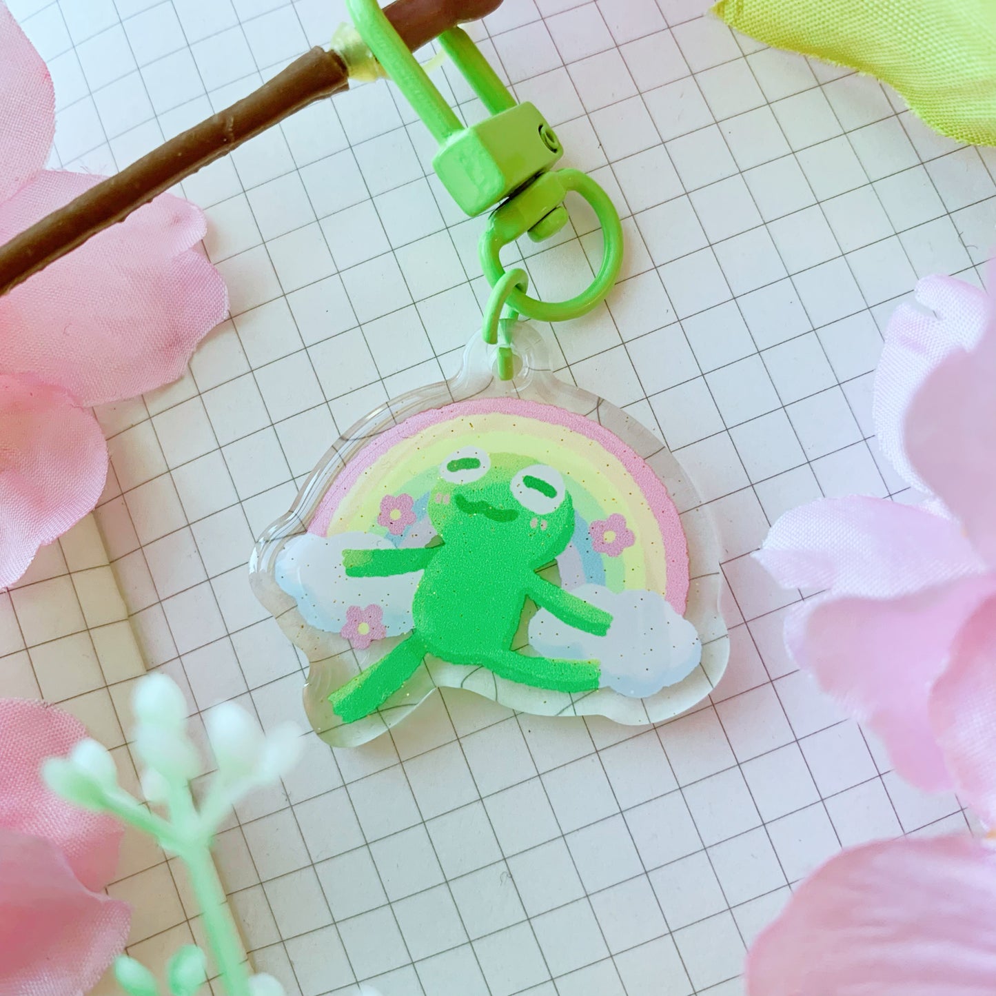 Rainbow Kermit | Mini Rainbow Acrylic Charm | 1.5 inch