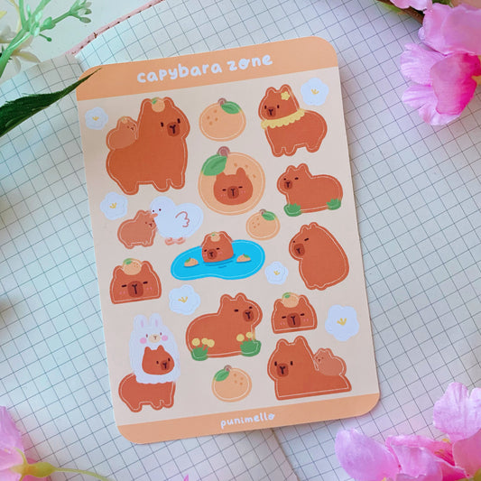 Capybara Zone | Matte Vinyl Sticker sheet